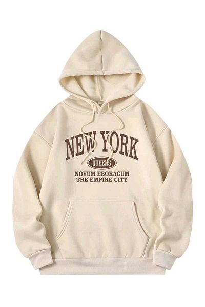 FAVORİST Φούτερ New York Queens Hoodie Hooded Cotton Oversize
