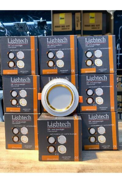 lightech 10 Adet Ece 5 Watt 3 Renk Led Spot Beyaz Gold Kasa 3 Modlu Beyaz-Günışığı-Sıcak Beyaz 3ü1Arada