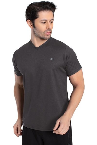 Crozwise Tricou sport antracit pentru bărbați cu decolteu în V - 7136-06