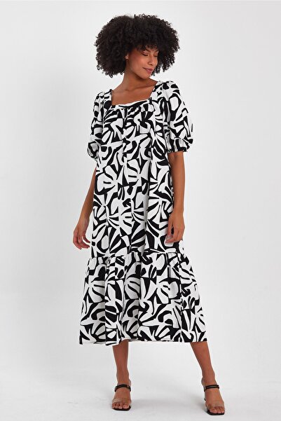 ALEXANDERGARDI Φόρεμα με τετράγωνο γιακά με σχέδιο (b23-004)