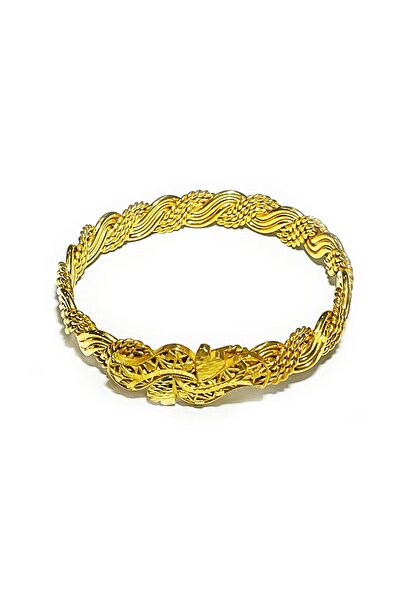 TAŞHAN Altın Kaplama 970 Ayar Has Gümüş Kaşlı Burma Bilezik