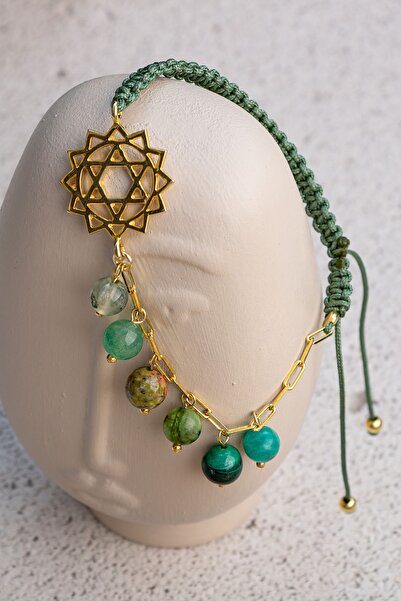 ÇAKRA DOĞAL TAŞ KALP ÇAKRASI BİLEKLİĞİ 925 AYAR GÜMÜŞ ÖRGÜ DOĞAL TAŞLI CHARM ...