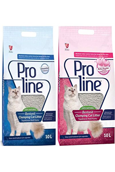 Proline Proline-Kedi Kumu-Kokusuz + Bebek Pudrası Kokulu- 10 Lt X 2 Adet
