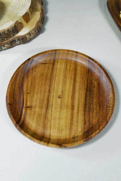 SepetçiBaba Acacia Round Presentation Plate Medium Size