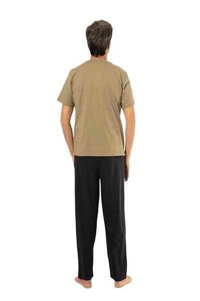 Estiva Pleated Crew Neck Cotton Short Sleeve Men's Pajamas Set