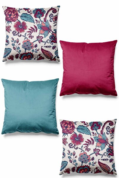 Pilloveland غطاء وسادة من 4 قطع من جلد الغزال مطبوع على الوجهين من مالينا