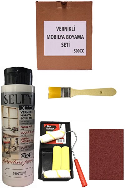 okulima Rich Selfy Decor 500 CC Beyaz Kendinden Vernikli Mobilya Boyama Set