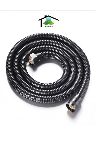 mintev Siyah Ultra Dayanıklı 1.5m Örgülü Duş Hortumu Paslanmaz