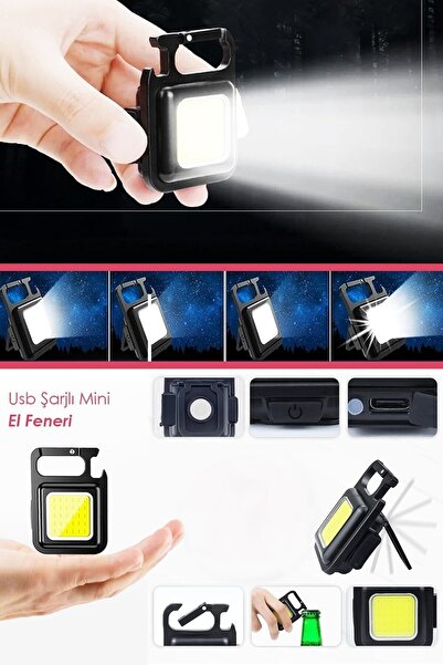 Duffa Mini Şarj Edilebilir Led, Anahtarlık Led Şişe Açacağı Mıknatıslı Usb’li...