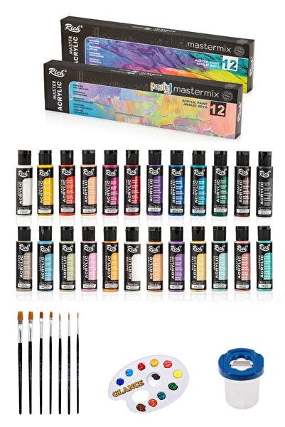 okulima Rich Master Mix 60 cc Akrilik 12 Lİ (Canlı Renkler) (Pastel Renkler) ...