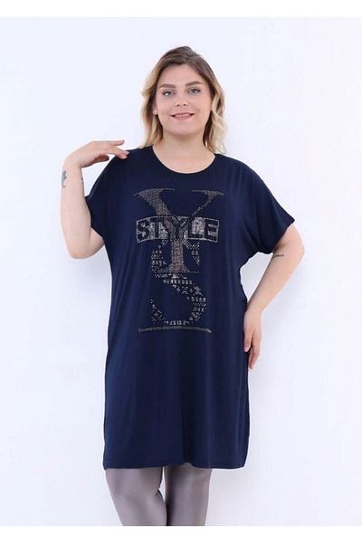 Pelek Butik Large Size Tunic-navy blue Pb254