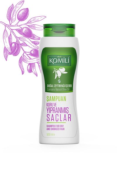 Komili Vegan Basic Care Shampoo - For Dry and Damaged Hair, 500 ML