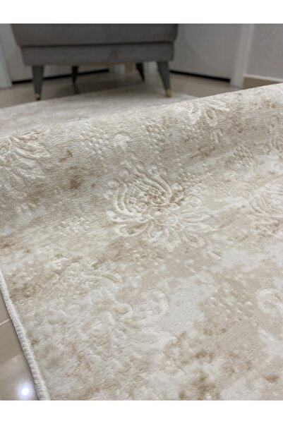 Alya Home Kaymaz Taban Yıkanabilir Kesme Halı Yolluk Ottoman Krem