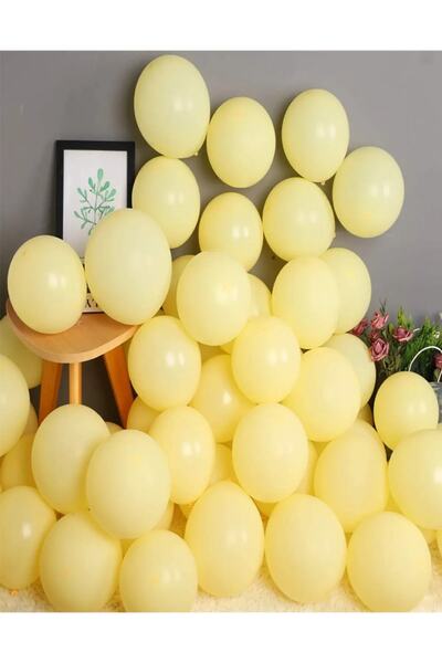 FOKUL 30 Adet Sarı Soft Makaron Pastel Renk Mat Balon