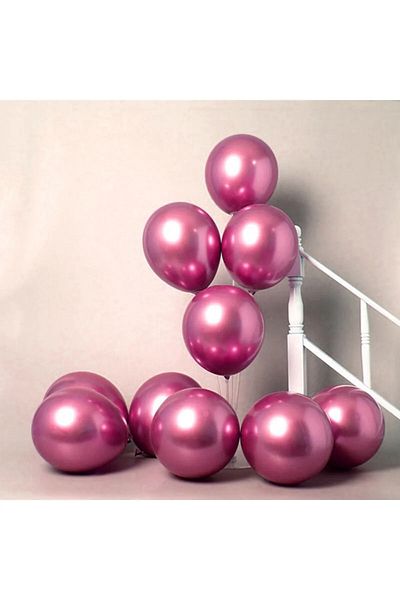 FOKUL Chrome Shiny Balloon Pink Color 10 Pieces Mirrored Balloon 30 Cm