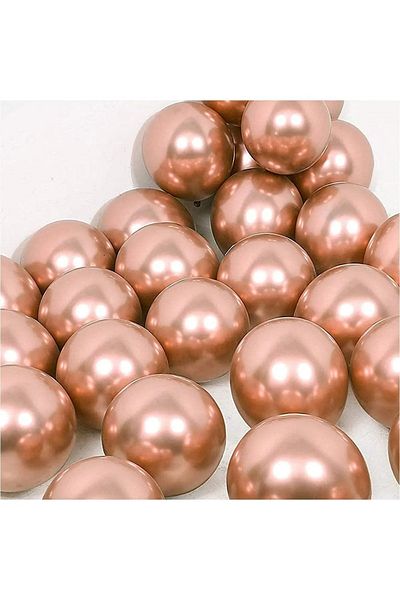 FOKUL Chrome Shiny Balloon Rose Gold Color 10 Pieces Mirrored Balloon 30 Cm