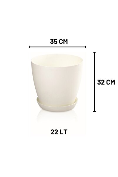 Melkan Home Dekoratif Begonya Saksı 22 Litre Beyaz