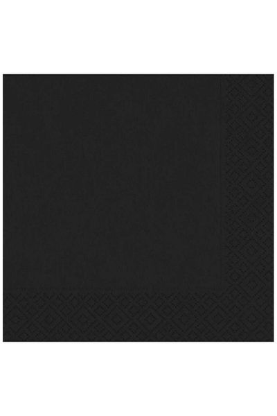 FOKUL Plain Black Colored Napkin 20 Pieces Decorative Birthday Napkin 16x16 Cm