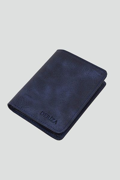 Deriza Ανδρικό πορτοφόλι Dik Crazy Real Leather Navy Blue