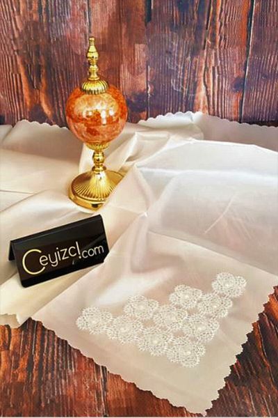 Çt Çeyizci Tekstil Pachet de zestre, Pachet de logodnă din dantelă din satin - crem