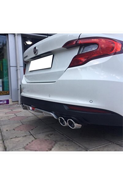 MKG Otomotiv Fiat Egea Uyumlu Siyah Difüzör 4 Krom Egzoz Görünümlü Difizör Arka Ek Body Kit