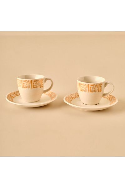 Bella Maison Africana Porcelain 2-piece Cup Set - Brown & Brown (90cc)