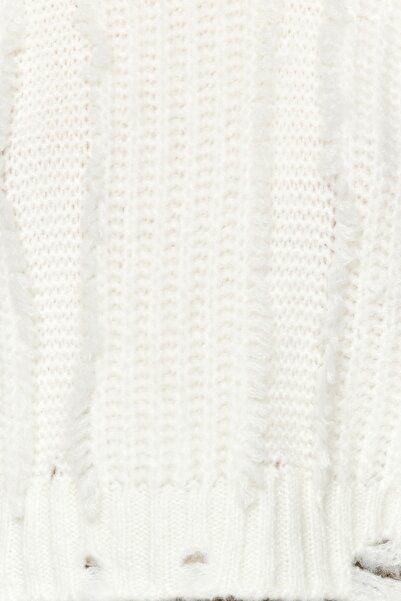 Trendyol Collection Ecru Crop Soft texturovaný rolák TWOAW24KZ00215