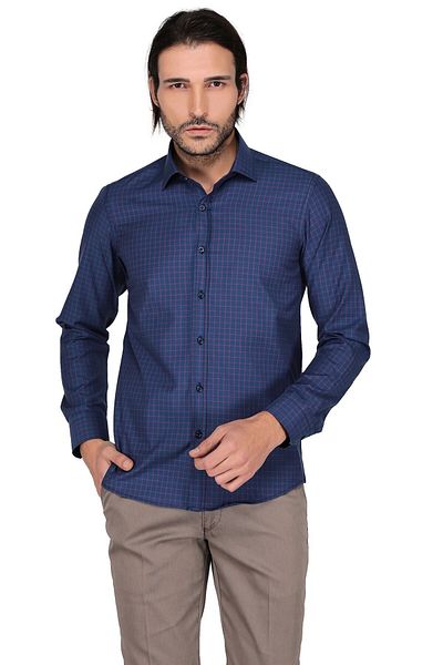 Buenza Soft Ekoe 109 Long Sleeve Slim Fit Shirt-burgundy