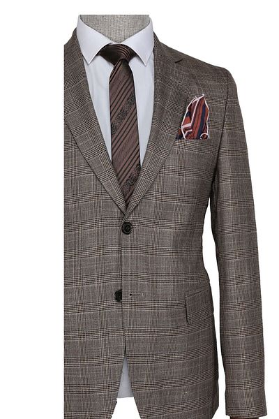 Buenza Toprak Plaid Slim Fit Men's Suit - Bottega