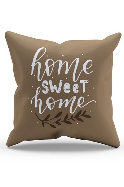 Moud's Двустранна кафява калъфка за възглавница от велур с надпис „Sweet Home“ - PL1110