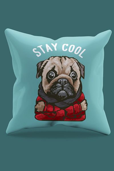 Moud's Double Sided Printed Red Pug Dog Pattern Suede Throw Pillow Cover - PL805