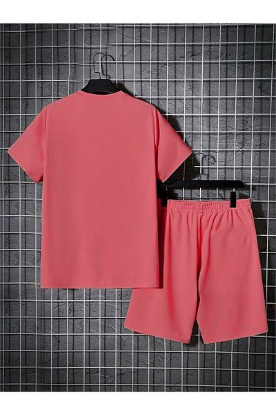 Keywest Plus Size Men's Brooklyn Printed Summer Shorts T-Shirt Set