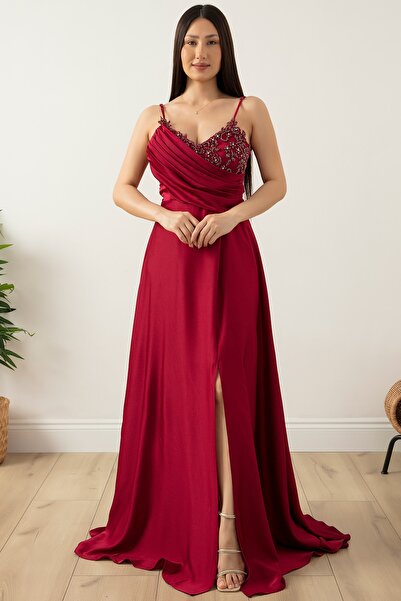 PULLIMM SATIN CREPE STRAP DRESS 13415