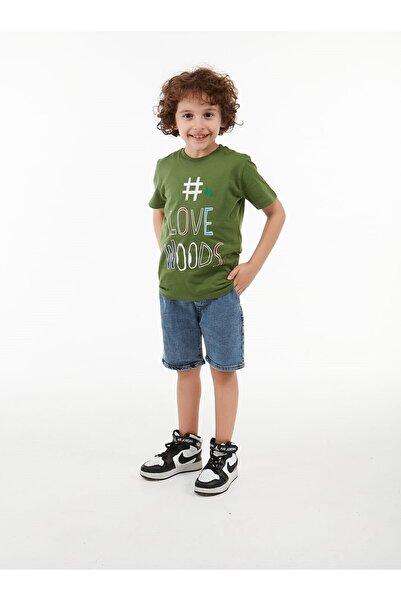 BOBBY JR KİDSWEAR Băiat tricou Love Woods cu imprimeu Verde