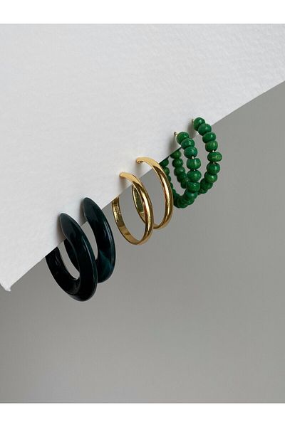 Owentis Green 3 Pairs Hoop Summerest Earrings