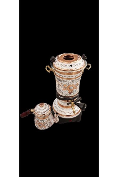 Bakır Center Copper Samovar Heavy Hand Embroidered Rose Flower Pattern Black ...
