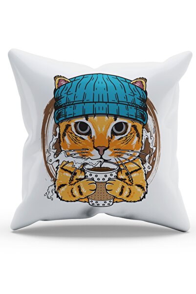 Moud's Двосторонній чохол для подушки із замші з синім котиком - PL786