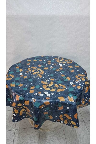 CLK Home Navy Blue Erasable PVC Lined Round 140 Cm Oilcloth Tablecloth
