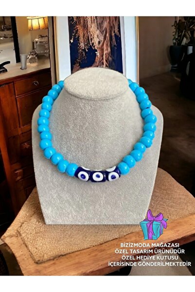 bizizmoda الطابق السفلي الزجاج حبة Serenay الزجاج قلادة عين الشر حبة قلادة