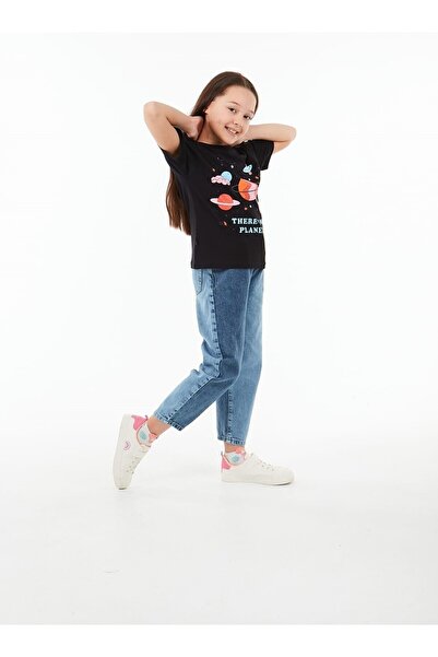 BOBBY JR KİDSWEAR Fată tricou Planed cu imprimeu Negru