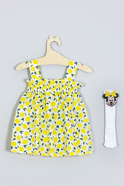 ADABEBEK Strappy Lemon Dress Knee-Length Miki Socks Set 007