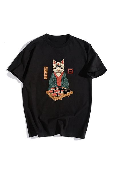 Touz Μπλουζάκι Blunt Blunt Sushi Cat Μαύρο Unisex Oversize