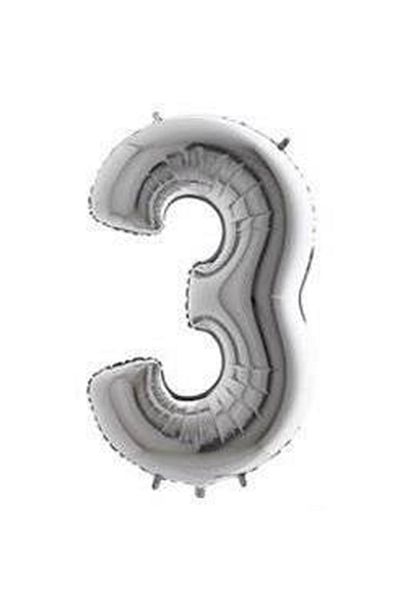 aşkın concept Silver 3 Number Balloon 16 Inch Birthday Party Decoration