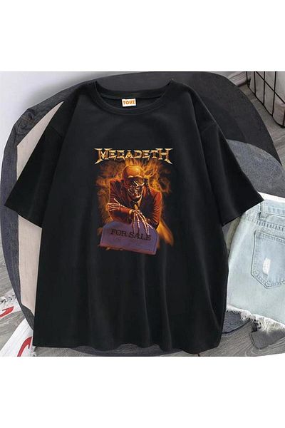 Touz Blunt Blunt Rock Series Megadeth Skull Black Unisex Oversize T-Shirt