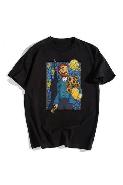 Touz Μπλουζάκι Van Gogh Starry Night Unisex Μαύρο Oversize