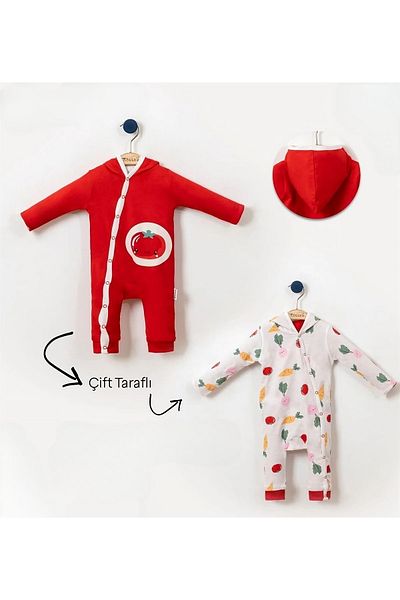 Bebelove Baby Girl/Boy Cute Vegetables Double Sided Hooded Jumpsuit