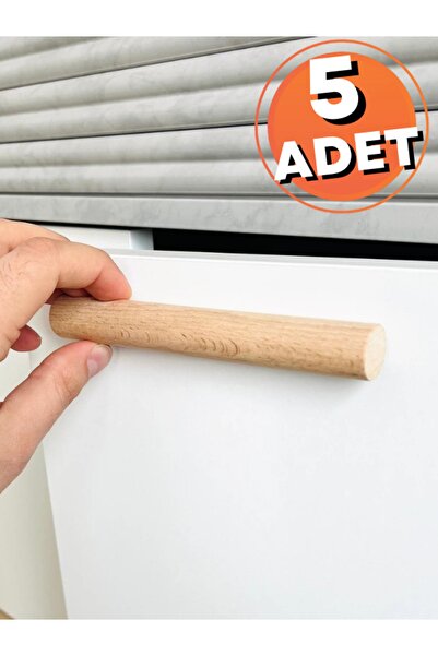 ARTI WOODS Dolap Kulpu, 5 Adet - 160 Mm (16 CM) - Doğal Ahşap Kulp, Cekmece Kulpu, Mutfak Dolap Kulplari,