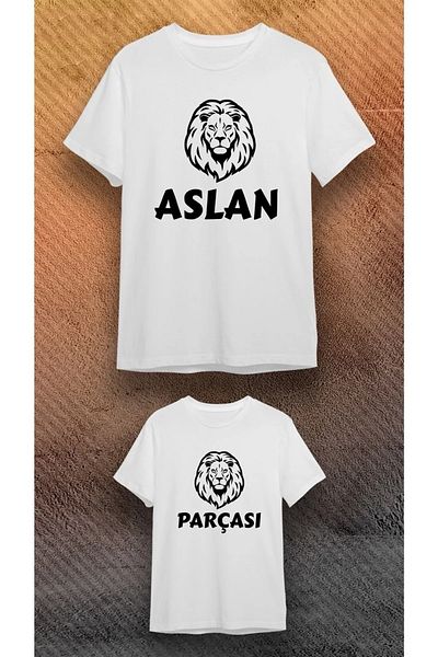 Machetta Combinație de tricou din bumbac negru Model2 Lion Piece Printed Father Son
