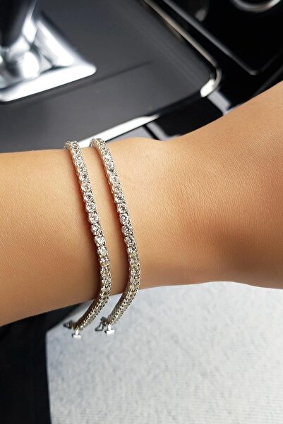 MorMajor Silver İTHAL 3 MM MOZANİT G COLOR SUYOLU TENNİS GÜMÜŞ BİLEKLİK