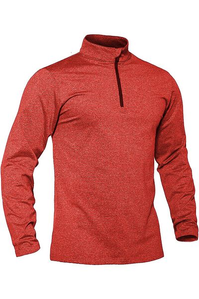GHASSY CO. Men's Running Moisture Absorbing UV Sun Protection Fence Detailed Long Sleeve Outdoor Tshirt